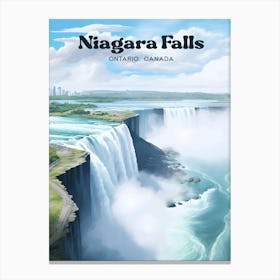 Niagara Falls Ontario Canada Nature's Beauty Travel Illustration Canvas Print