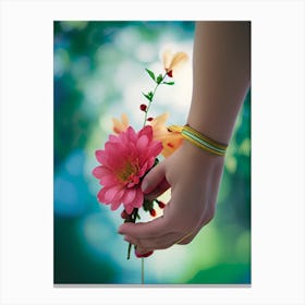 Girl Holding A Flower Canvas Print