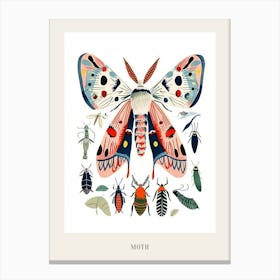Colourful Insect Illustration Moth 12 Poster Canvas Print