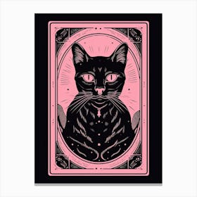 Death Tarot Card, Black Cat In Pink 3 Canvas Print