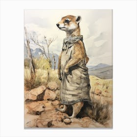 Storybook Animal Watercolour Meerkat 2 Canvas Print