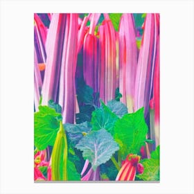 Rhubarb 2 Risograph Retro Poster vegetable Canvas Print