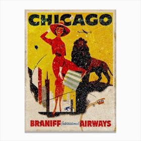 Vintage Travel Poster ― Chicago Braniff Airways Canvas Print