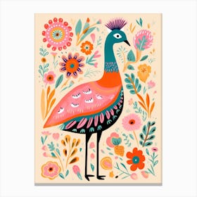Pink Scandi Emu 3 Canvas Print
