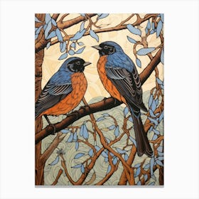 Art Nouveau Birds Poster Bluebird 1 Canvas Print