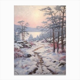 Dreamy Winter Painting Acadia National Park United States 3 Canvas Print