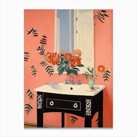 Bathroom Vanity Painting With A Carnation Bouquet 3 Canvas Print
