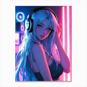 Anime Girl With Headphones 1 Canvas Print