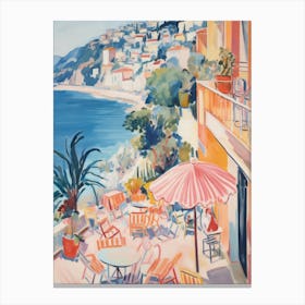 Cinque Terre   Italy Beach Club Lido Watercolour 4 Canvas Print