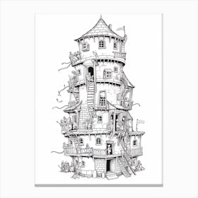 The Tangled Tower (Tangled) Fantasy Inspired Line Art 2 Canvas Print
