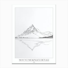 Mount Mckinley Denali Usa Line Drawing 2 Poster Canvas Print