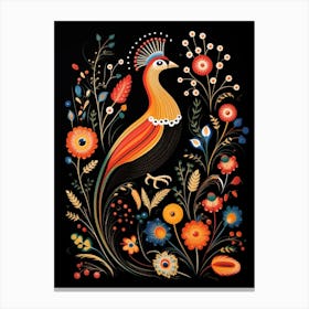 Folk Bird Illustration Pheasant 1 Canvas Print