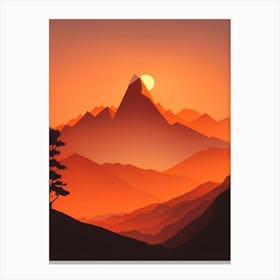 Misty Mountains Vertical Composition In Orange Tone 116 Canvas Print