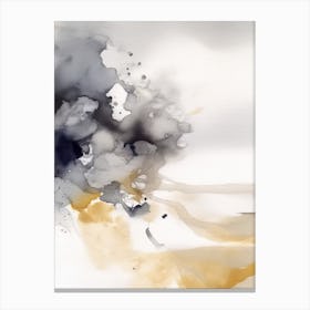 Watercolour Abstract Grey And Mustard 3 Canvas Print