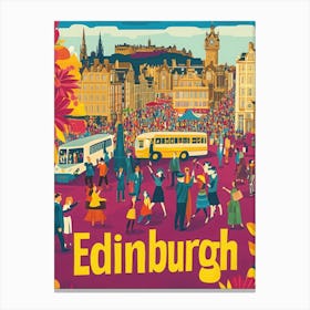 Aihrgdesign A 1970s Inspired Travel Poster For Edinburgh 3 Canvas Print