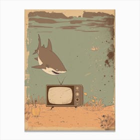Shark & A Tv Muted Pastels 1 Canvas Print