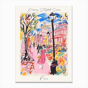 Poster Of Paris, Dreamy Storybook Illustration 1 Canvas Print