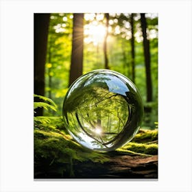 Crystal Clear Sphere Of Earth Suspended In A Lush Forest Setting Sunlight Filtering Through The Can (2) Canvas Print