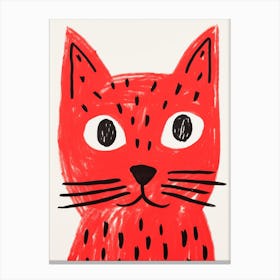 Red Polka Dot Cat 4 Canvas Print