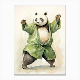 Panda Art Practicing Tai Chi Watercolour 4 Canvas Print