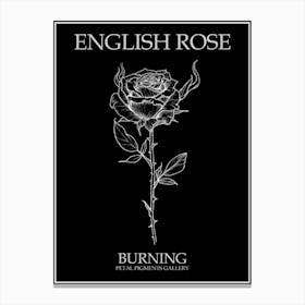 English Rose Burning Line Drawing 2 Poster Inverted Canvas Print