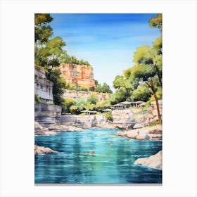 Swimming In Corsica France 2 Watercolour Canvas Print