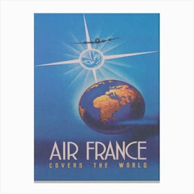 Airline Travels The World, Vintage Travel Poster Canvas Print