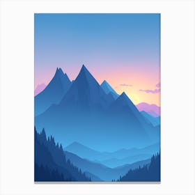Misty Mountains Vertical Composition In Blue Tone 15 Canvas Print