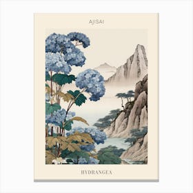 Ajisai Hydrangea 3 Japanese Botanical Illustration Poster Canvas Print