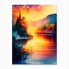 The Plitvice Lakes Watercolour Canvas Print