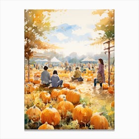 Pumpkin Patch, Watercolour 5 Canvas Print