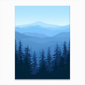 Blue Sky With Pine Trees In The Mountains Canvas Print