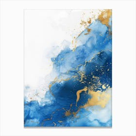 Abstract Blue And Gold Watercolor Painting Canvas Print