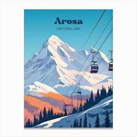 Arosa Switzerland Mountain Scenery Travel Illustration Art Canvas Print
