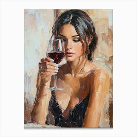 Woman Drinking Wine Canvas Print