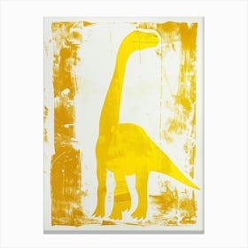 Mustard Linocut Dinosaur Silhouette 2 Canvas Print
