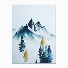 Mountain And Forest In Minimalist Watercolor Vertical Composition 183 Canvas Print