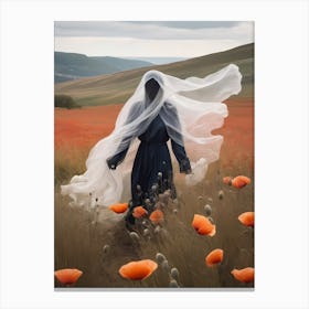 Ghost In The Poppy Fields Painting (23) Canvas Print