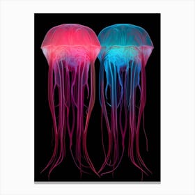 Moon Jellyfish Neon Illustration 1 Canvas Print