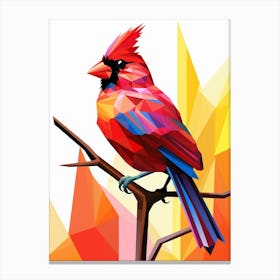 Colourful Geometric Bird Northern Cardinal 2 Canvas Print