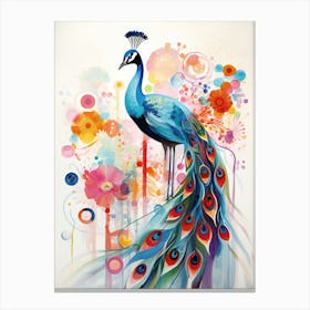 Bird Painting Collage Peacock 3 Canvas Print