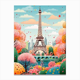 Paris, Illustration In The Style Of Pop Art 2 Canvas Print