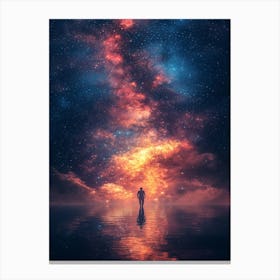 Space Man Standing On The Water Canvas Print