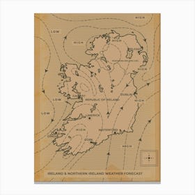 Weather Map Of Ireland & Northern Ireland Canvas Print