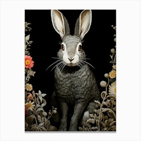 Rabbit In Flowers Canvas Print