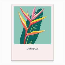 Heliconia 1 Square Flower Illustration Poster Canvas Print