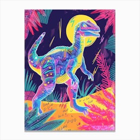 Neon 1980s Pattern Dinosaur Inspired Canvas Print