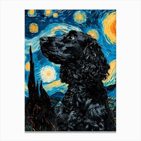 English Cocker Spaniel Starry Night Dog Portrait Canvas Print