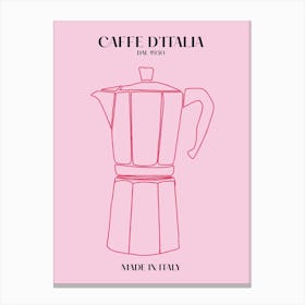Italian Coffee Poster Pink Espresso Illustration Vintage Coffee Print Illustrations Gift Canvas Print