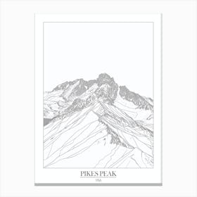 Pikes Peak Usa Line Drawing 7 Poster Canvas Print